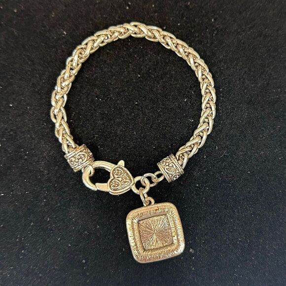 Silver-tone Charm Bracelet LGBTQ Rainbow Pride Flag Charm Chunky Wheat Chain - Picture 5 of 6